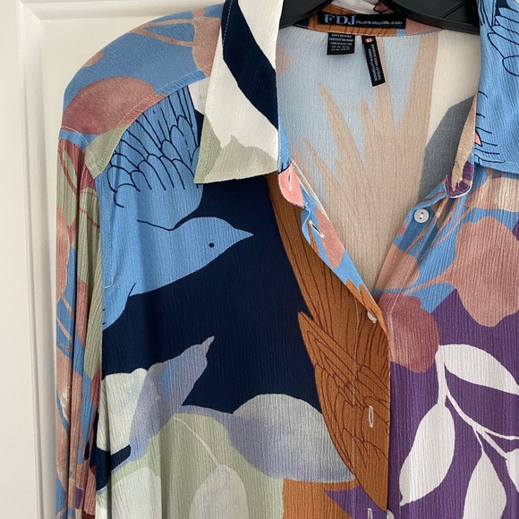 FDJ Floral Women's Button-Down Shirt XL - Picture 2 of 5